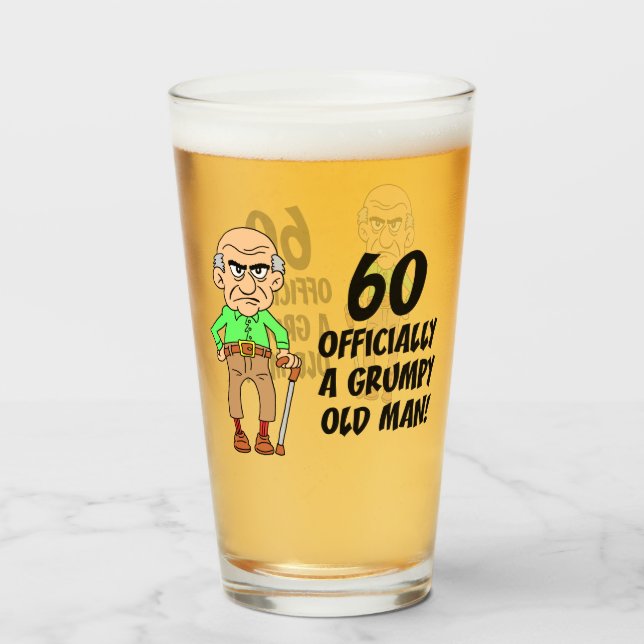 Copo De Pint 60. º Aniversário Vidro Oficialmente Grumpy (Frente (Preenchido))