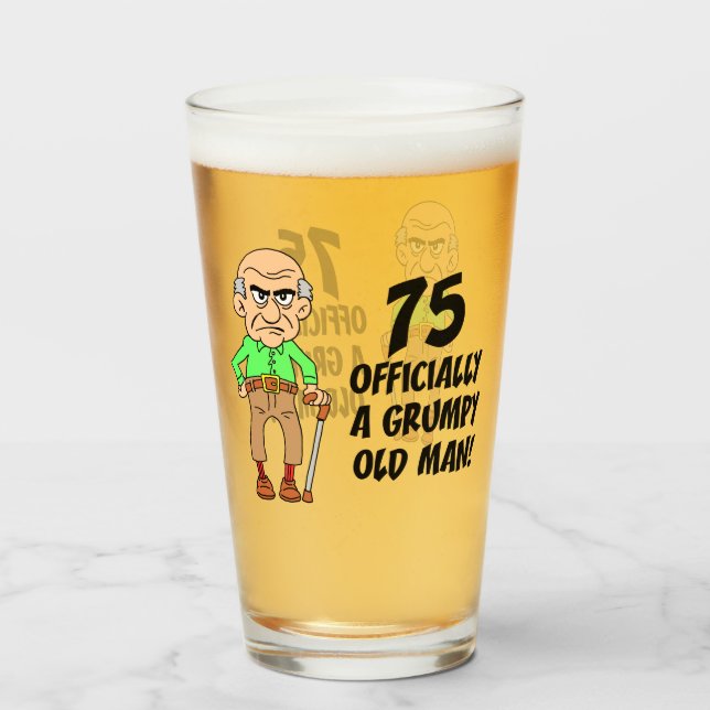 Copo De Pint 75.o Aniversário Vidro Oficialmente Grumpy (Frente (Preenchido))
