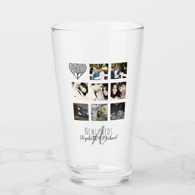 Copo De Pint 8 x FOTO COLAGE Novas mesas personalizadas WEDDING (Frente)