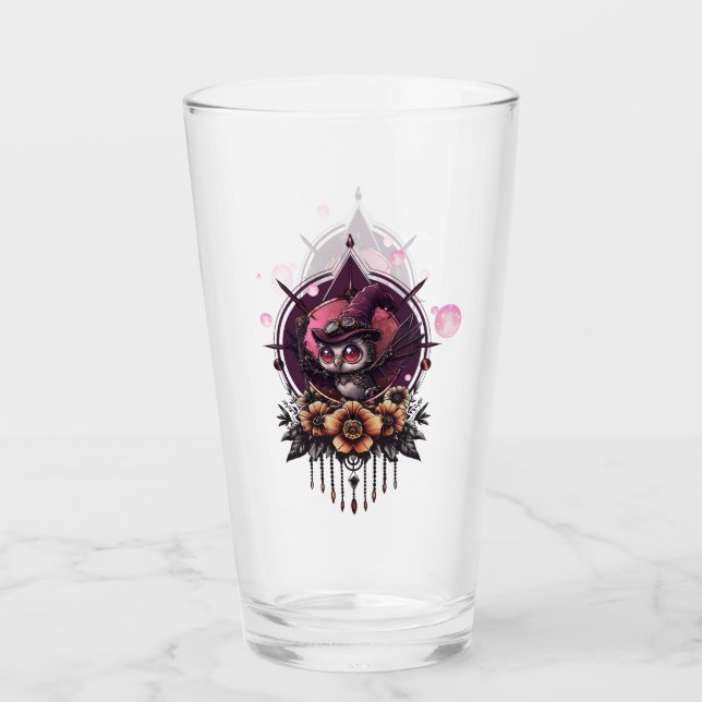 Copo De Pint A Coruja Steampunk: Guardiã dos Segredos. (Frente)