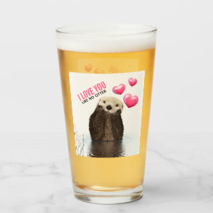 Copo De Pint A Lontra Bonita com Corações Rosa Te Ama Pun