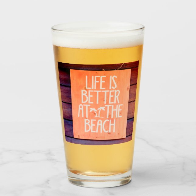 Copo De Pint A vida é melhor na praia (Frente (Preenchido))