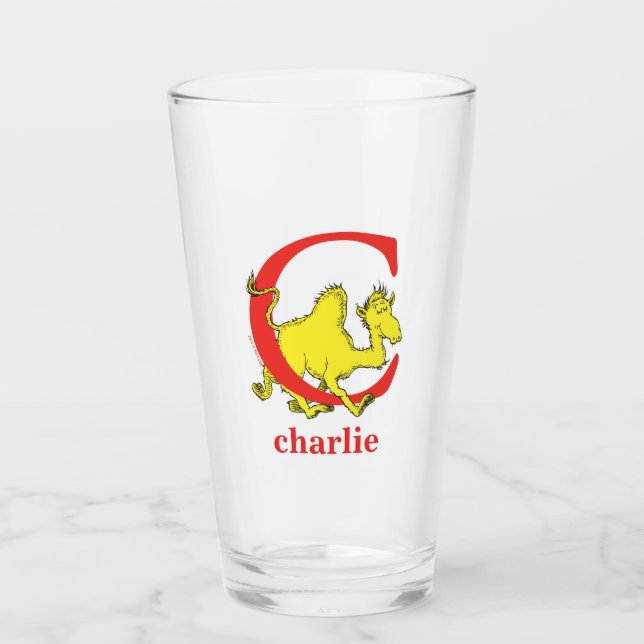 Copo De Pint ABC do Dr. Seuss: Letra C - Vermelho | Adicione se (Frente)
