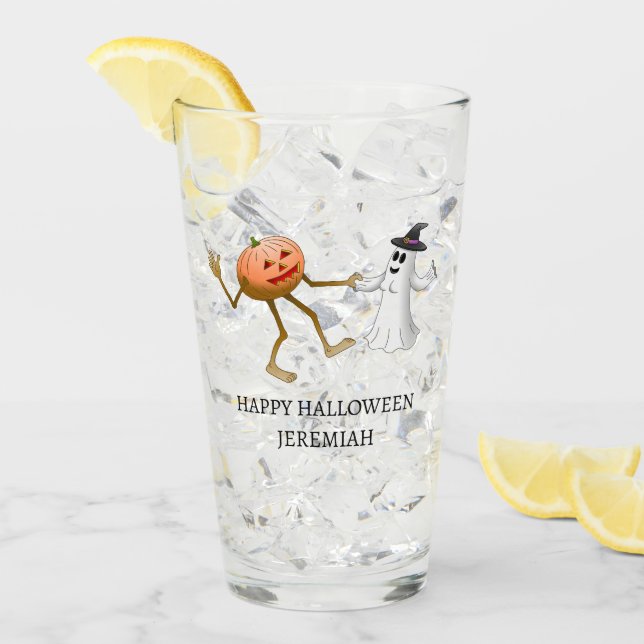 Copo De Pint Abóbora e Fantasma Dançantes de Halloween (Gelo frontal)