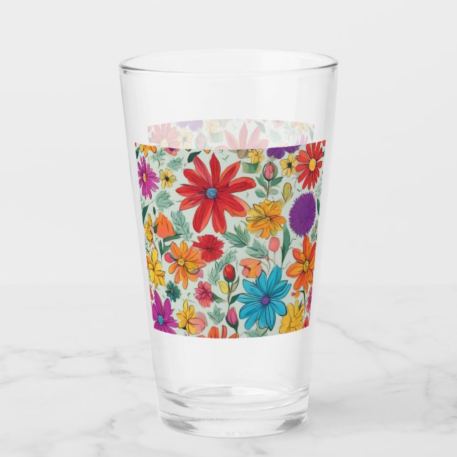 Copo De Pint Abstrato Floral nº 65 (Frente)
