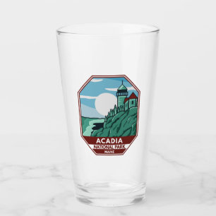 Copo De Pint Acadia National Park Maine Lighthouse Retro Emblem