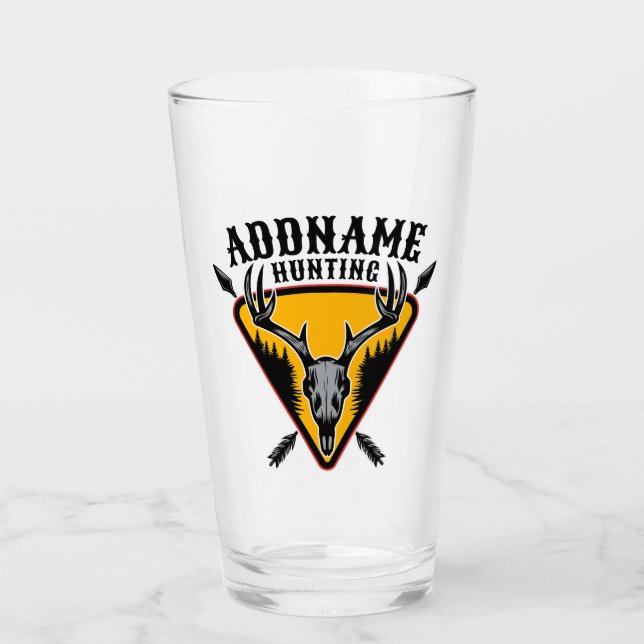 Copo De Pint ADICIONE NOME Caça de Veado com Crânio de Alce e G (Frente)