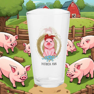 Copo De Pint adoradores de porcos bonitos adicionam nome Glass