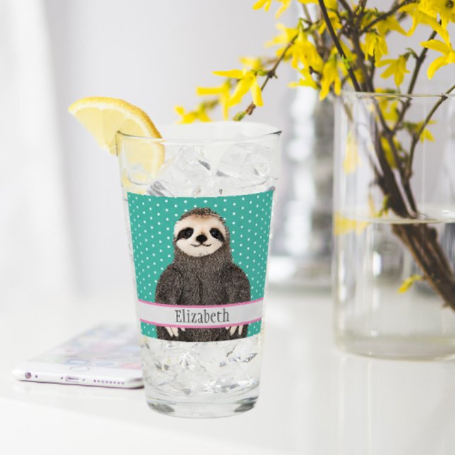 Copo De Pint Adorável Sloth Teto Name Kids Animal (Criador carregado)