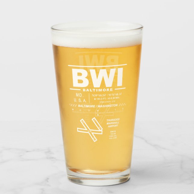 Copo De Pint Aeroporto Internacional Baltimore/Washington BWI (Frente (Preenchido))
