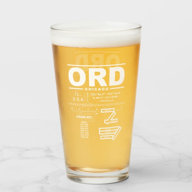 Copo De Pint Aeroporto Internacional de Chicago O'Hare ORD (Frente (Preenchido))