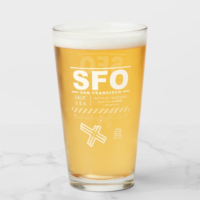 Copo De Pint Aeroporto Internacional de São Francisco SFO (Frente (Preenchido))