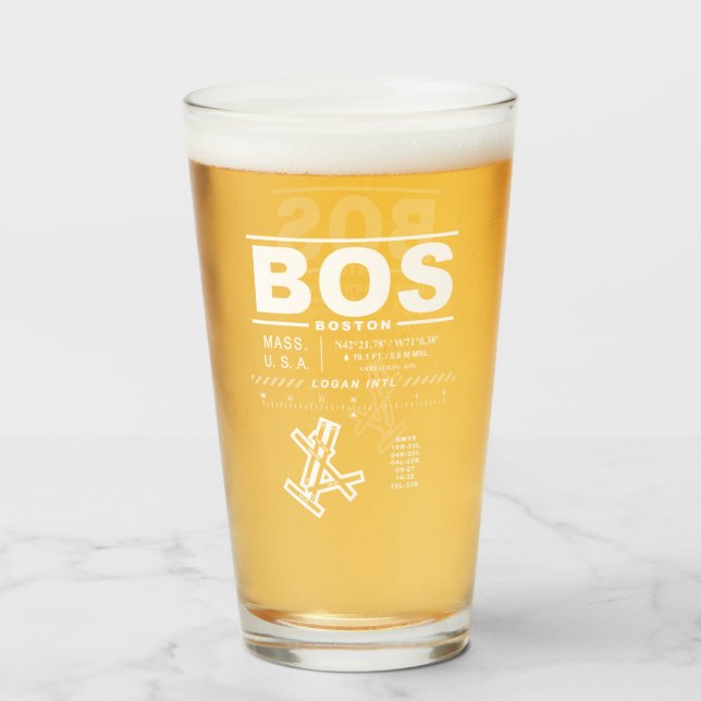 Copo De Pint Aeroporto Internacional Logan de Boston BOS  (Frente (Preenchido))
