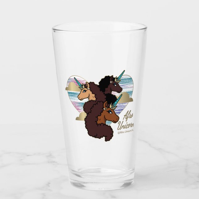 Copo De Pint Afro Unicorn Trio Heart Design (Frente)
