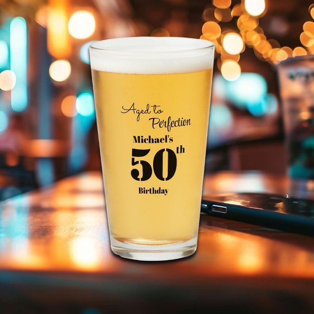 Copo De Pint Aged to Perfection Men's 50th Birthday (Criador carregado)