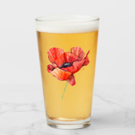 Copo De Pint Agosto flor de nascimento Papoila Vermelha Aquarel
