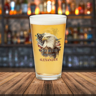 Copo De Pint Águia América Deus abençoe Monograma Patriótica