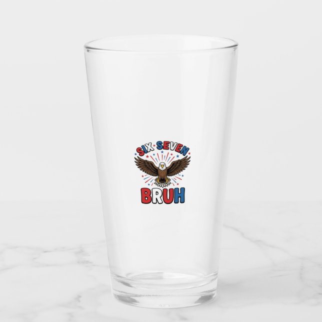 Copo De Pint Águia Patriótica Seis Sete Bruh Design Vector_1 (Frente)