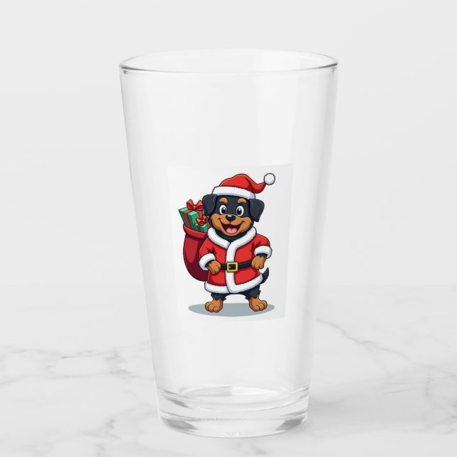 Copo De Pint Ajudante de Papai Noel Rottweiler (Frente)