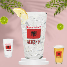 Copo De Pint Albânia e Albânia Bandeira Personalização Vermelha