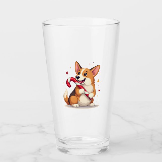 Copo De Pint Alegria de Cane de Açúcar do Corgi (Frente)