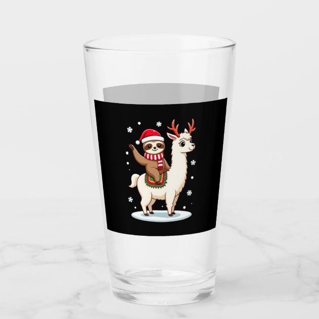Copo De Pint Alpaca Sloth Christmas (3) (Frente)