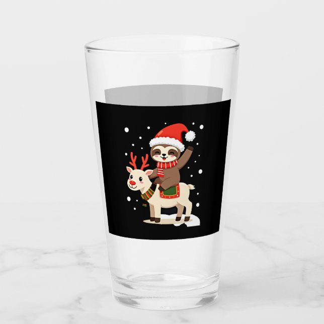 Copo De Pint Alpaca Sloth Christmas (3) (Frente)
