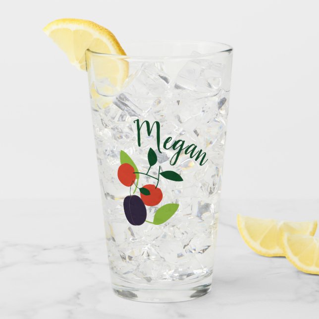 Copo De Pint Ameixas e cerejas personalizadas (Gelo frontal)