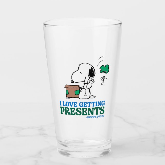 Copo De Pint Amendoins | Snoopy I Love Getting Present (Frente)