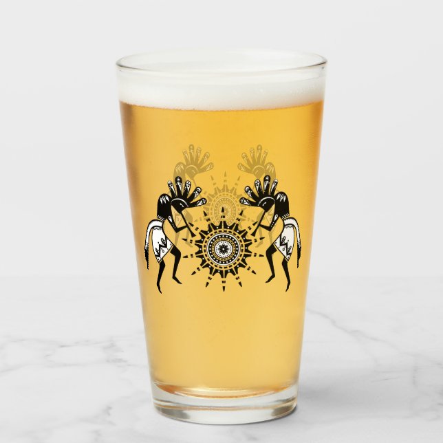 Copo De Pint Americanos nativos - Sun Dancing Kokopelli 1 (Frente (Preenchido))