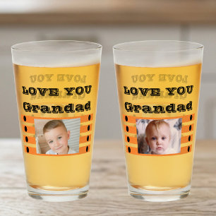 Copo De Pint Amo-te Avô, duas fotos, cerveja preta de laranja
