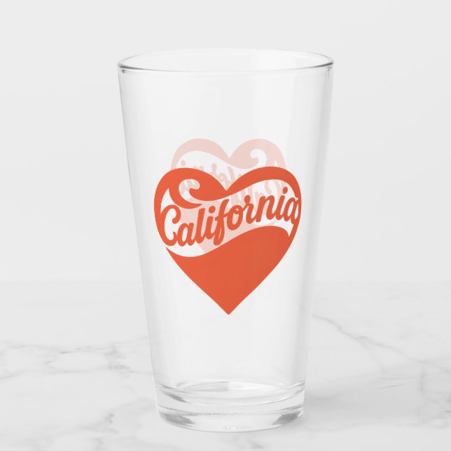 Copo De Pint Amor Califórnia em vidro gravado (Frente)