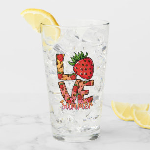 Copo De Pint Amor e Verão   Rosa e Castanho   Morango Fresco