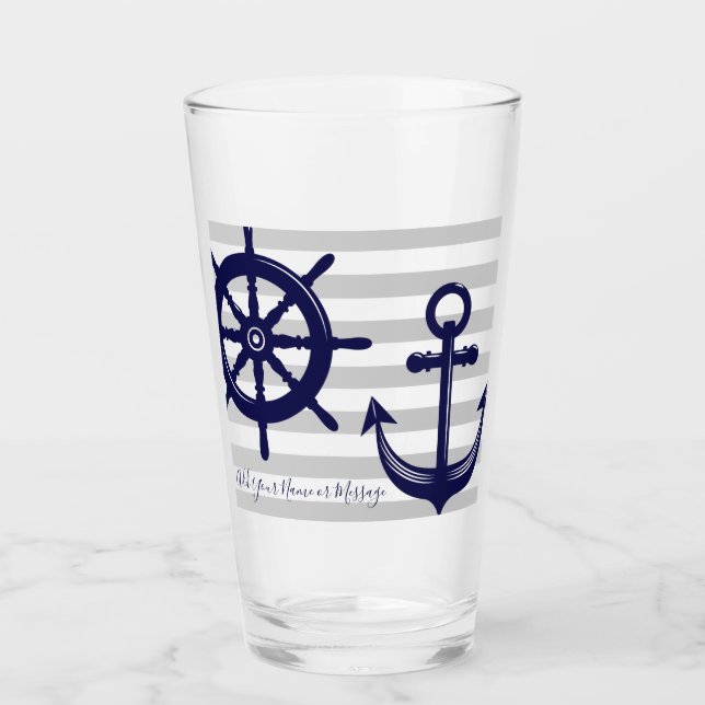 Copo De Pint Âncora Azul-Marinho Personalizada Roda de Barco Ná (Frente)