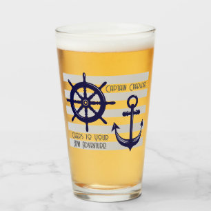Copo De Pint Âncora Azul Marinho Personalizada Roda de Barco Ná