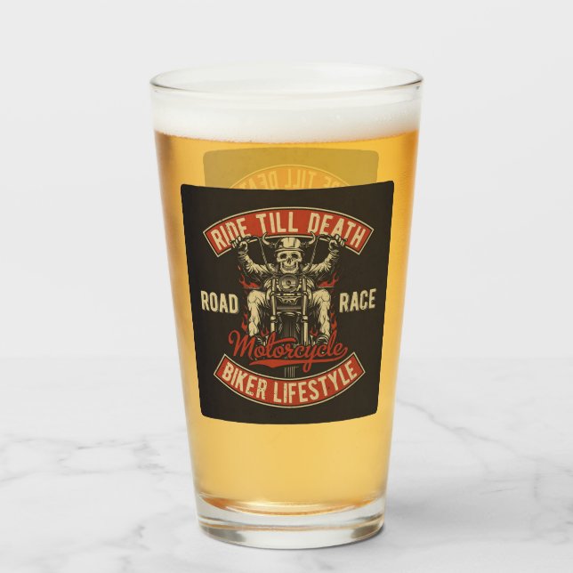 Copo De Pint Andar até a Morte Motoqueiro Estilo de Vida Cervej (Frente (Preenchido))