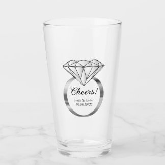 Copo De Pint Anel de Noivado Diamante Cheers com Texto Personal