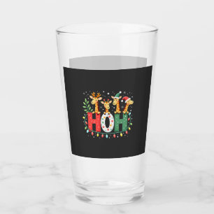 Copo De Pint Animação de Girafa com Chapéu de Natal Ho Ho Ho