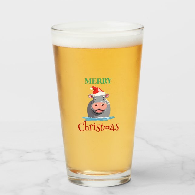 Copo De Pint Animais Safari Funny Papais noeis HIPPO Figurino d (Frente (Preenchido))