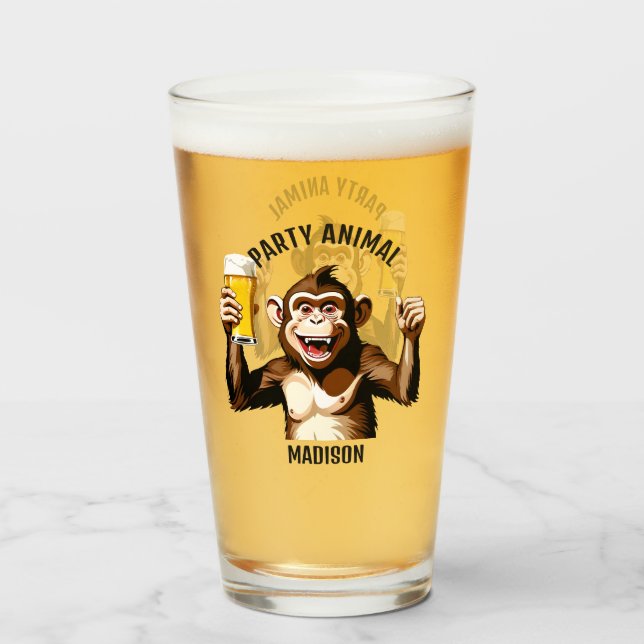 Copo De Pint Animal de festa de texto personalizado (Traseira (Preenchido))