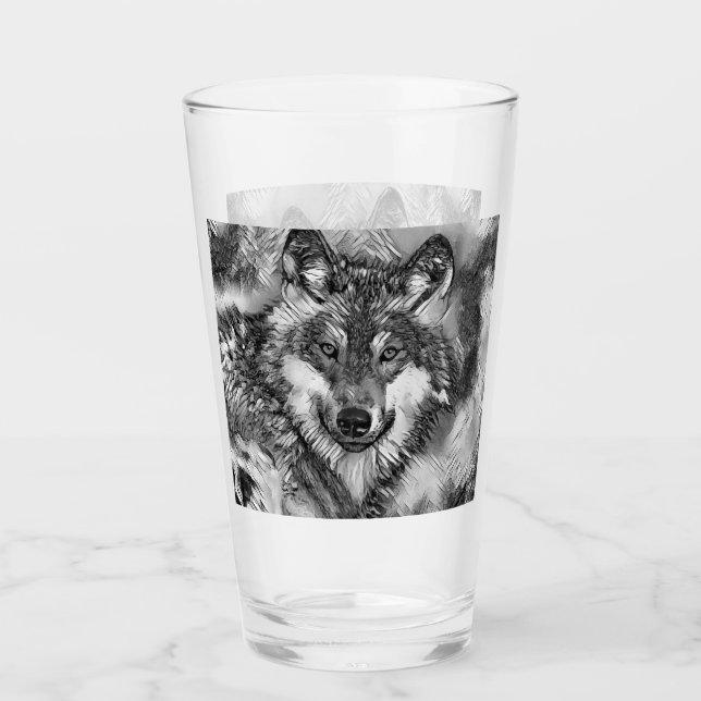Copo De Pint AnimalArtBW_Wolf_001 (Frente)