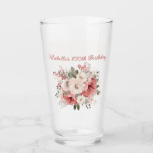 Aniversário de 100 anos Floral Aquarela Rosa Verme