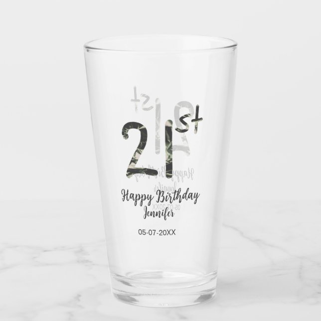 Copo De Pint aniversário de 21 anos adiciona nome data ano mode (Frente)