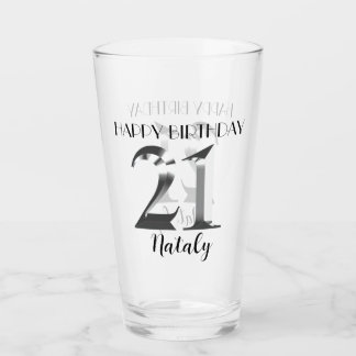 Copo De Pint Aniversário de 21 anos de prata metálico