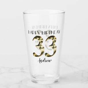 Copo De Pint Aniversário de 33 anos metálico dourado