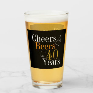 Copo De Pint aniversário de 40 anos Cheers e Beers Black Dourad