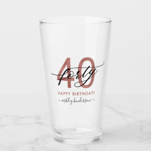 Copo De Pint aniversário de 40 anos Chic Glitter Ombre