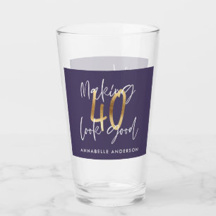 Copo De Pint aniversário de 40 anos na moda de ouro roxo