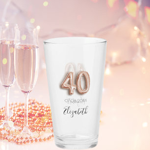 Copo De Pint aniversário de 40 anos rosa dourado blush name
