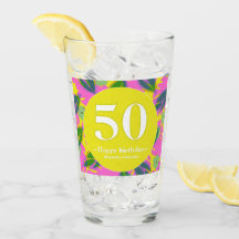 aniversário de 50 anos amarelo tropical colorido